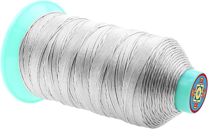 Mandala Crafts Size 277 840D T270 Bonded Nylon Thread - Silver 800 YDs Tex 270 Heavy Duty Sewing Threads for Leather, Jeans, Weaving, Outdoor Marine Upholstery