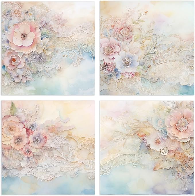 YASMEN Flowers Scrapbook Paper Pad, 6x6 Single-Sided Valentine Cardstock Paper Pad for Card Making, Journals, Planner, DIY Envelopes, Greeting Cards, Decorative Art Craft -24 Sheets