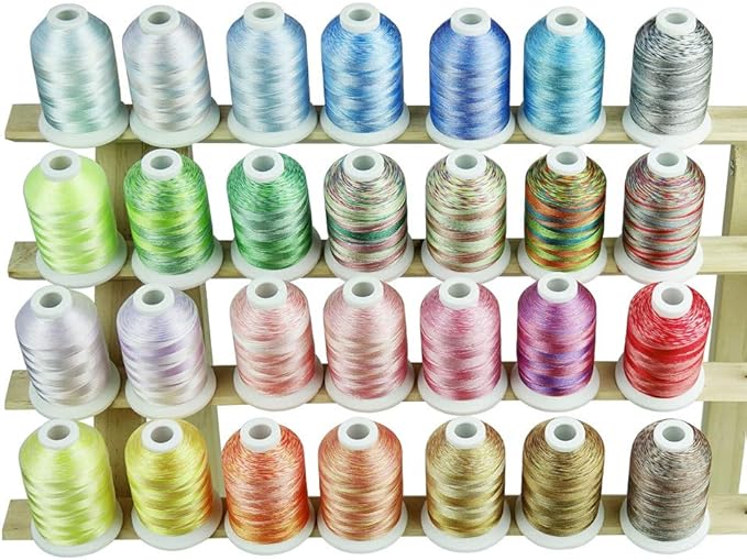 Simthreads 28 Variegated Color Embroidery Machine Thread 1100 Yards Each for Janome Brother Pfaff Babylock Singer Bernina Husqvaran and Most Sewing Embroidery Machines