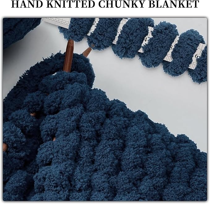 SUNTQ 8 Pack Chunky Chenille Yarn for Crocheting, Hand Knitting Blanket, Pet Bed,Home Decor,Dark Blue(32 yds,8.8 oz Each Skein)