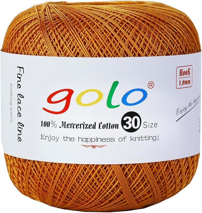 golo Crochet Thread Size 30 Yarn for Hand Kniting Yarn for Tatting Gold Yellow 275