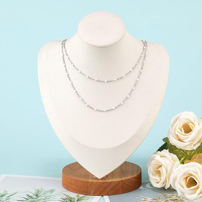 UMAOKANG 10 Meters Stainless Steel Jewelry Chains Bulk White Enamel Bead Necklace Bracelet Chain for Jewelry Making Jewelry Findings