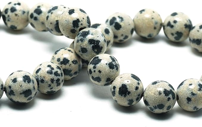 Natural Stone Beads Gemstone Beads for Jewelry Making - 8mm Round Loose Beads for Bracelets(44-47pcs, Spotted Stone)
