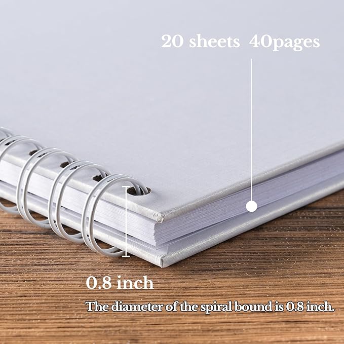 potricher 12 x 12 Inch DIY Scrapbook Album 40 Pages Hardcover Kraft Paper Scrap Book Photo Albums Memory Book for Wedding and Anniversary Family (White, 12 Inch)