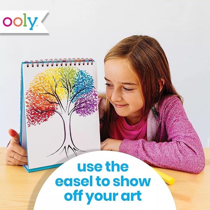 OOLY Sketch and Show Standing Sketchbook, 45 Large 10.5 x 8 Perforated Pages, 120 GSM/ 32lb Perfect for Markers and Colored Pencils - Sugar Joy