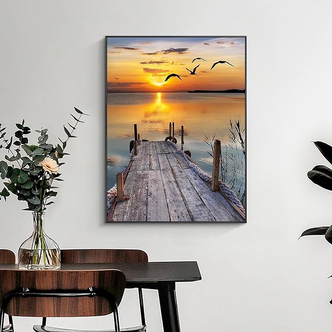 Yezavesu Sunset Diamond Art Kits for Adults, Landscape Diamond Painting Kit for Beginners, 5D DIY Round Full Drill Painting with Gem Art Craft Kits for Home Wall Decor 12x16 Inch