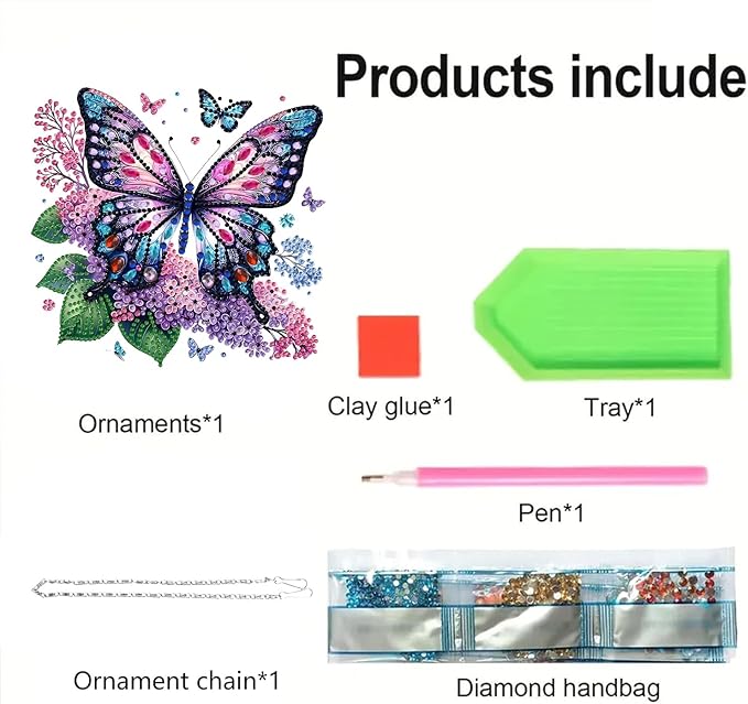 STGLCR Butterfly Diamond Art Hanging Kit for Adult,Special Shaped DIY Acrylic 5D Flowers Diamond Art Painting Window Pendants Home Garden Wall Hanging Kits Hanging Ornament 7.8inch Purple Foral