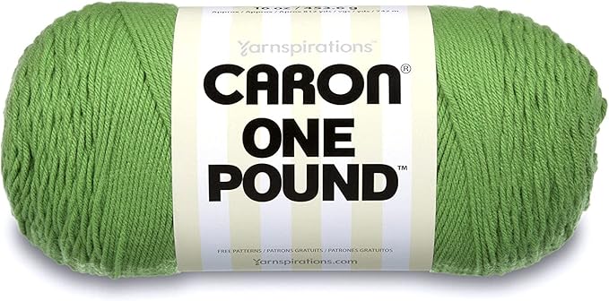 Caron One Pound Grass Green Yarn - 2 Pack of 454g/16oz - Acrylic - 4 Medium (Worsted) - 812 Yards - Knitting/Crochet