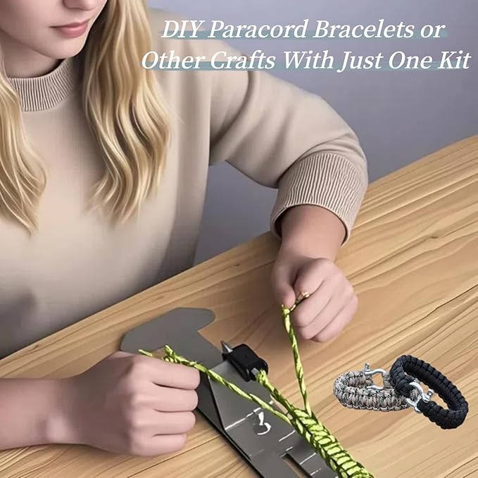 Paracord Bracelet Jig Dog Collar Jewelry Loom Accessoies Making Kit Tools with Colorful 5 Cords and 6 Buckles Bracelet Length 4" to 13" (Olive)