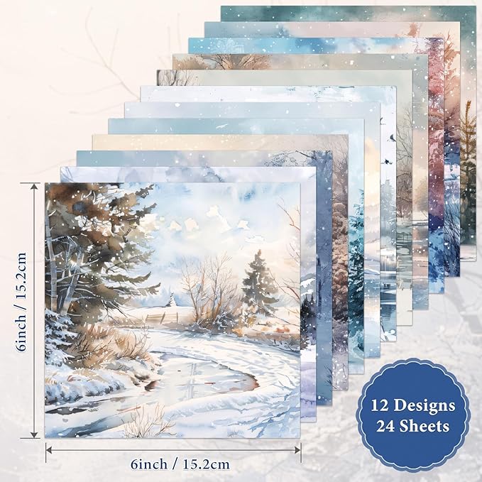Aesthetic Scrapbook Paper Holiday Themed Pattern Paper 6×6,24 Sheets Single-Sided Boho Scrapbooking CardStock Papers Pad for Holiday Cardmaking DIY Origami Journaling.