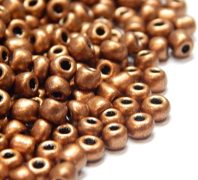 Perlin Glass Seed Beads 3mm 8/0 Round Mini Small Pony Beads 3300pcs for Making Earrings Bracelets Pendants Waist Jewelry DIY Handmade Metallic Color Kit (Matte Brown)
