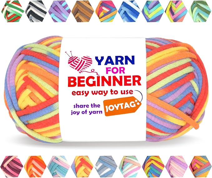 50g Rainbow Beginner Crochet Yarn for Crocheting and Knitting Multicolor Cotton Crochet Yarn for Beginners Easy Yarn for Beginners(Rainbow 01)