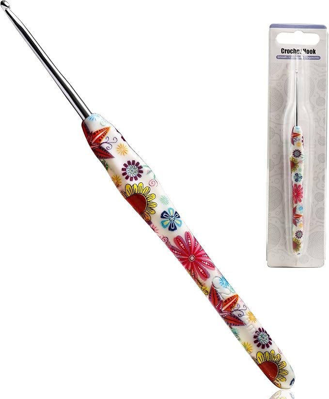 2.75mm Crochet Hook, Ergonomic Handle for Arthritic Hands, Soft Rubber Grip Extra Long  Knitting Needles for Beginners and Knitting Crocheting Yarn (2.75mm)