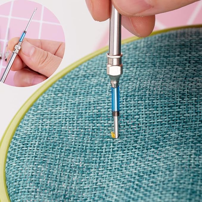 8 Pcs Embroidery Stitching Kit - Punch Needles, Cross Stitch Tools with 4 Colors Thread
