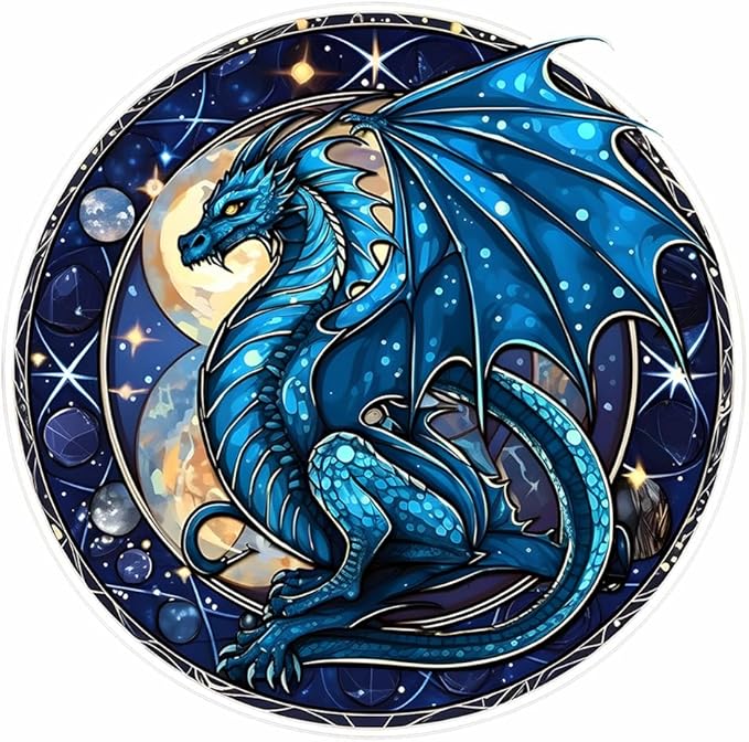 ijbnhd 5D Dragon Stain Glass Diamond Painting Kits-DIY Stain Glass Dragon Diamond Painting-Diamond Art Kits for Adults,for Wall Decor,Holidays Gift 14X14inch