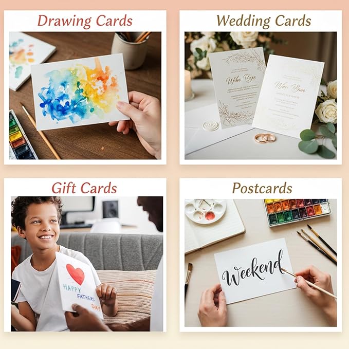 15 Set Watercolor Cards with Envelopes, 140lb/300GSM Cotton Heavyweight Watercolor Paper Cards, 4x6 Inch Foldable Blank Watercolor Postcards and Envelopes DIY Greeting Cards for Wedding Birthday