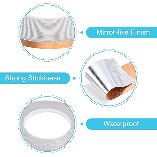 uxcell Metallic Tape, 0.31 in x 164 ft Self Adhesive Metalized Polyester Film Tape Waterproof Shiny Washi Tape for Walls Graphic Arts Gifts Wrapping Crafts Decoration, Brushed Rose Gold