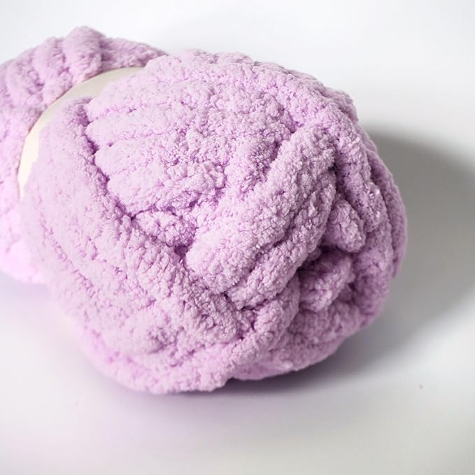 Light Purple Chunky Chenille Yarn for Crocheting/Knitting, Super Bulky Hand Blanket, Soft Plush Yarn for Carpet/Scarf/Cushion, 8 Jumbo Pack (63.76oz/197.68yd)