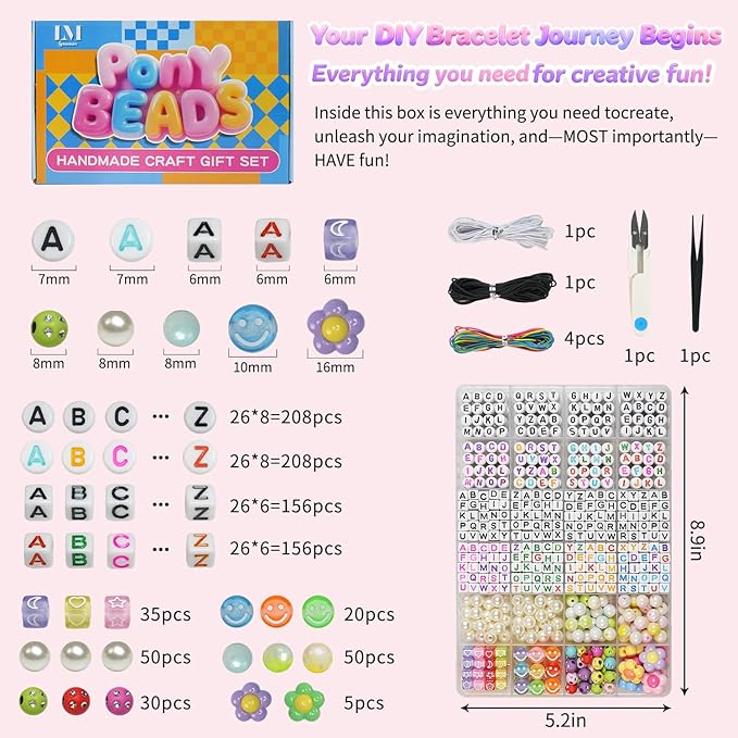 3 Boxes Bracelet Making Kit Pony Beads, 2400Pcs 55 Colors Jewelry Making Supplies for Friendship Bracelets, DIY Crafts with Elastic Cords, Gifts for Girls
