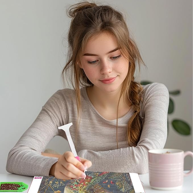 SENQAO Hummingbird Diamond Painting Kits for Adults, Flower Diamond Art Kits for Adults Beginner, DIY Full Drill Diamond Dot Gem Painting for Home Wall Decor 12x16inch