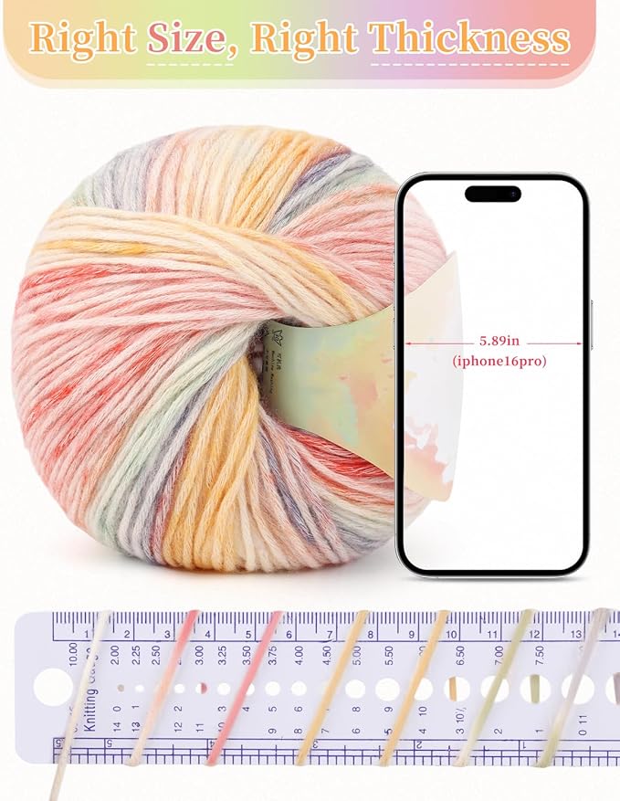 Coopay Yarn for Crocheting Knitting, Gradient Cake Yarns, 2 × 3.53oz - 240yds - 50% Cotton 50% Acrylic Ombre Yarns, Crochet Yarn for Blankets, Shawls, Scarves (201 Sunset)