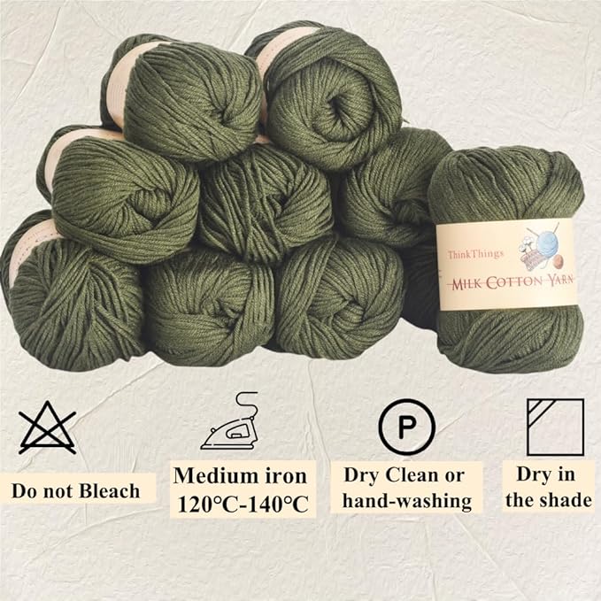 Yarn for Crocheting Bulk - 10Balls 17.6OZ Pack Acrylic Green Yarns Large - DIY Weaving & Knitting Tool Thread for Beginners Army Green