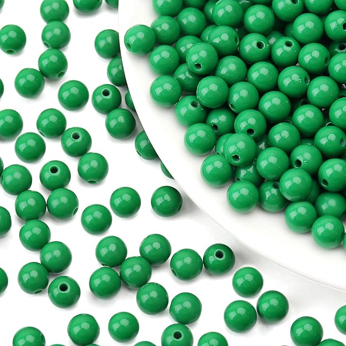 bonny boxx 40pcs 20mm smooth emerald acrylic round beads, plastic resin bubblegum balls chunky gumball beads for necklace and bracelet making, crafting supplies