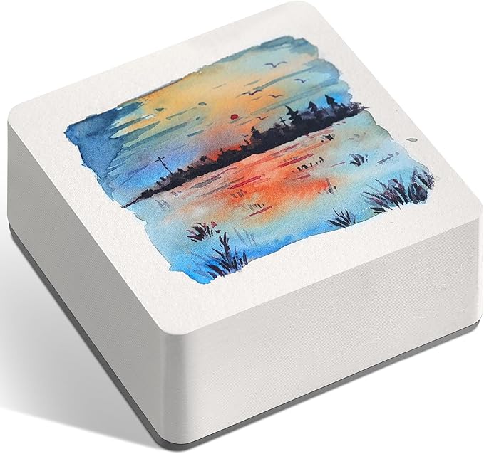 FLUNBRATO 80 Sheets Mini Watercolor Paper Pads, 3.5 x 3.5 Inch, 100% Cotton, Hot Press Acid Free Tiny Travel Watercolor Notebooks, Two-Edge Glue Binding Compact Mixed Media for Painting
