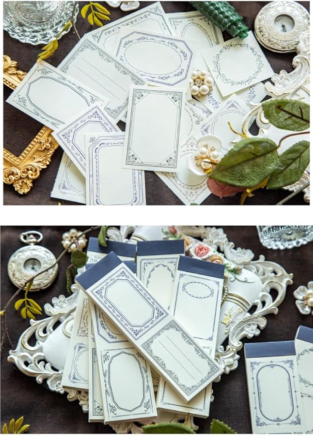 Alideco 400pcs Scrapbook Paper Vintage Message Notes Border Scrapbooking Paper for Journaling Supplies, Decorative Craft Paper for Junk Journals (baizhantingzhihua)