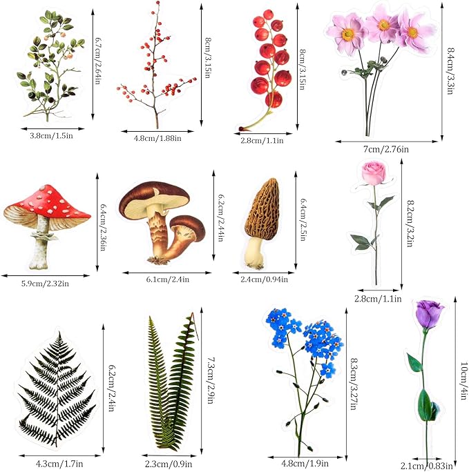 pengxiaomei 200 Pcs Floral Scrapbooking Vintage Stickers, Self-Adhesive Flowers Stickers for Journaling Card Making Scrapbook Style Wall Notebook Letters Window DIY (Mixed Style) Assorted, Multicolor