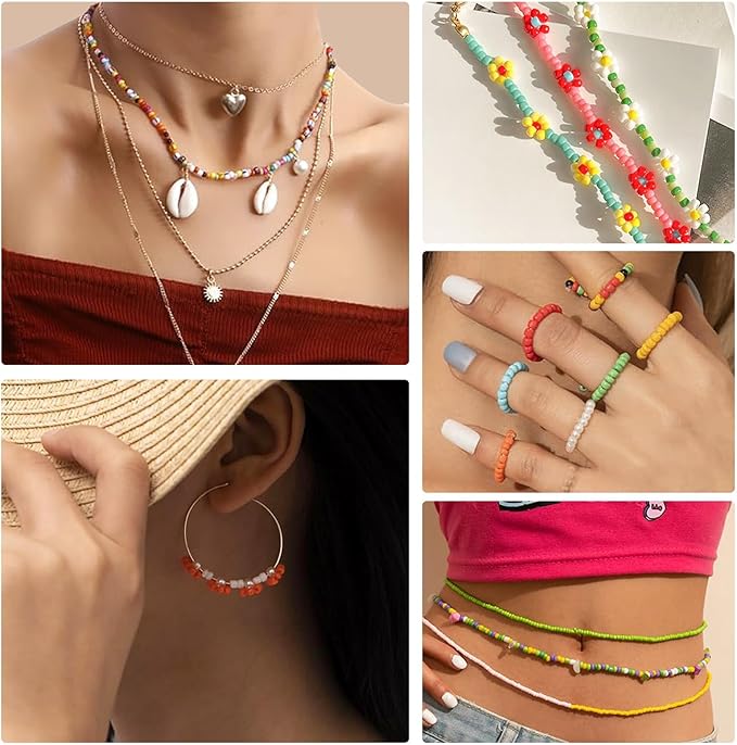 TEXGIZRLY 3mm Seed Beads for Bracelets Making, Friendship Bracelet Making Kit for Girls, 24 Colors Bead Bracelet Kit, Beads for Jewelry Making Kit, DIY, Arts, Crafts Gifts Age 4+ (3MM-B)