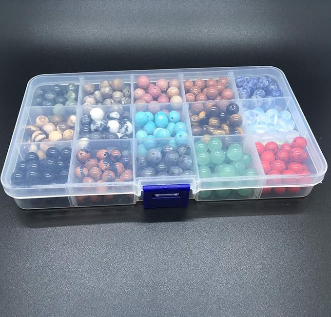 Yephac 450pcs 8mm Natural Gemstone Beads - Smooth Stone Loose Beads for Bracelet, Necklace & Earrings - DIY Jewelry Making