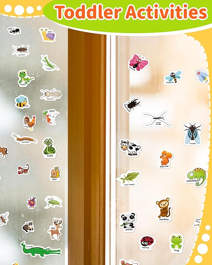 benresive reusable sticker books for kids, sticker books for toddlers, toddler travel toys activities crafts ages 3 and up birthday gifts - animals, dinosaurs and insect
