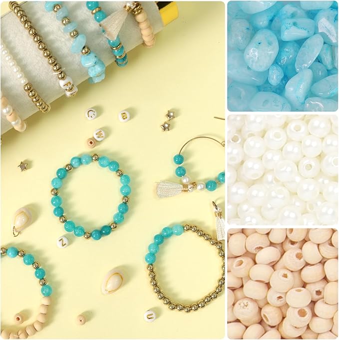 toipinio bracelet making kit jewelry making supplies kit natural stone beads for irregular natural stone with for diy craft friendship bracelet/necklace/earrings for adults (lapis lazuli+aquamarine)