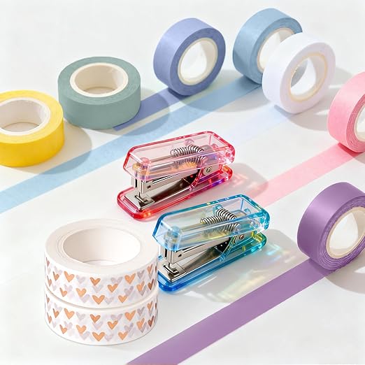2Pack Heart Washi Tapes, Self-Adhesive Decorative Masking Tape, Decor Journals Scrapbooks Planners DIY Crafts Gift