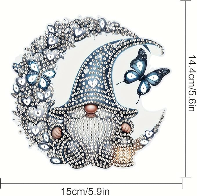 Diamond Art Painting Hanging Pendant, DIY Moon Dwarf 5D Special Shape Crystal Diamond Art Partial Mosaic Making Craft Wreath Ornaments, Home wall decor window decoration Handmade Christmas Gift