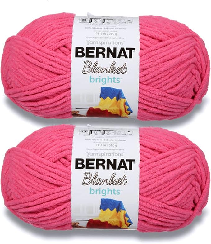 Bernat Blanket Brights Pixie Pink Yarn - 2 Pack of 300g/10.5oz - Polyester - 6 Super Bulky - 220 Yards - Knitting/Crochet