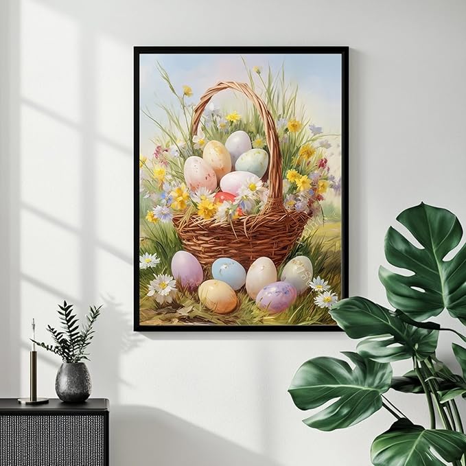 Mandun Easter Paint by Numbers Kit for Adults Beginners, Egg Paint by Numbers, DIY Acrylic Painting on Canvas for Home Wall Art Decor Gift 16x20 Inch