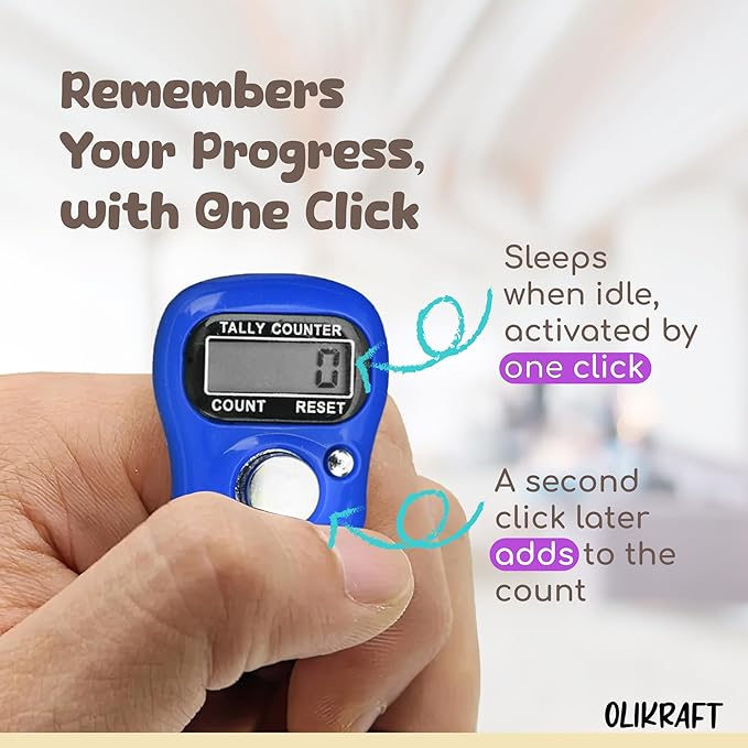 Olikraft 7-Pack Finger Clicker Counter Handheld - Digital Hand Tally Counter Clicker, Crochet Stitch Counters for Crocheting and Knitting