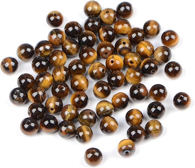 bymitel 210pcs natural crystal beads stone gemstone round energy healing loose beads with stretch cord for jewelry making bracelets anklets (yellow tiger eye's, 4mm 210pcs)