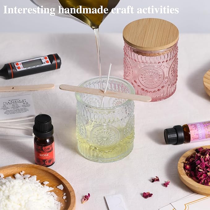 DARJEN Candle Making Kits for Adults- Soy Candle Making Supplies with 2 Candle Jars(Clear, Pink), Wax, Scents, Card & More, DIY Starter Candle Making Kit, Full Set DIY Arts & Crafts Gift