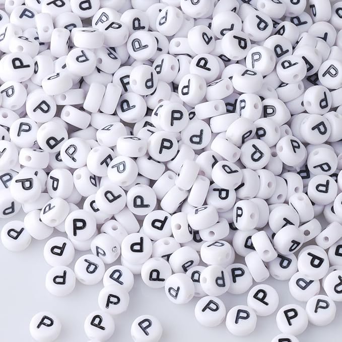 500pcs Letter P Beads Bulk, Letter Beads, Alphabet Bead for Friendship Bracelets, Jewelry Making Supplies,DIY Making Kit