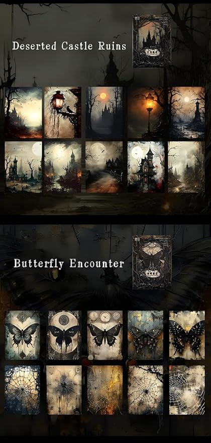 120 Sheets Gothic Scrapbook Paper for Scrapbook Kit, Vintage Ephemera for Junk Journals, Magic Decoupage Paper for Journaling Supplies, Dark Academia Wall Decor Room for Home Decor