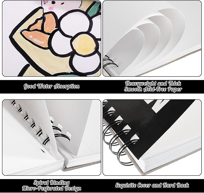 60 Sheets Marker Paper Pad, A4(8.3"x11.7") Alcohol Marker Paper Sketch Pad, 120lb/200gsm Heavyweight Spiral Sketch Book, Painting Coloring Drawing Paper for Beginners Artists