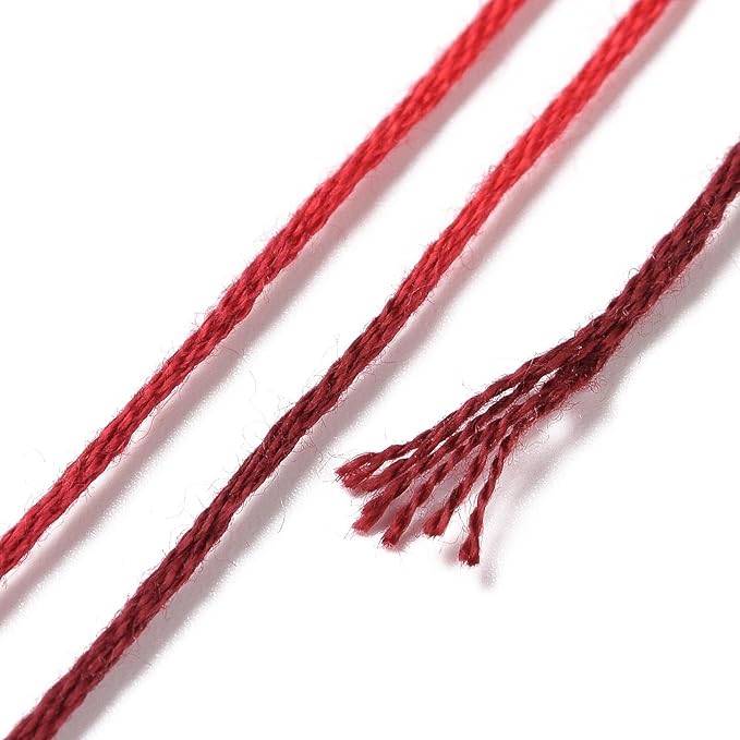 FASHEWELRY 10 Skeins Dark Red Embroidery Floss Friendship Bracelet String Threads 6-Ply 0.5mm Cross Stitch Embroidery Thread for Sewing Bracelet Making Stitching Crafts
