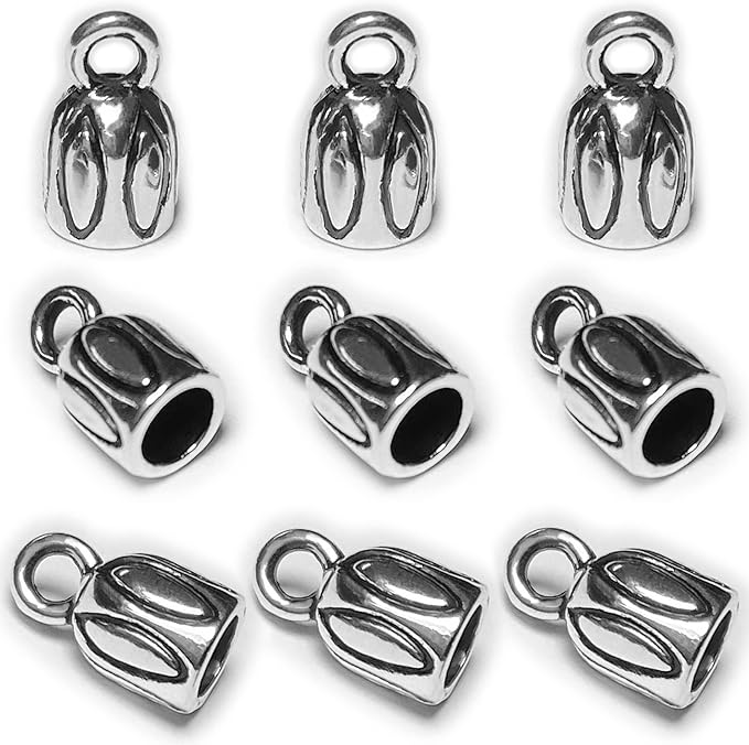 Barrel End Caps 110 pcs Antique Silver 3mm Leather Cord End Cap for Jewelry Making Small End Cap with Loop Finding Kit for Leather Tassels Bracelet DIY Craft Making Supplies