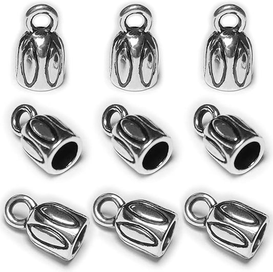 Barrel End Caps 110 pcs Antique Silver 3mm Leather Cord End Cap for Jewelry Making Small End Cap with Loop Finding Kit for Leather Tassels Bracelet DIY Craft Making Supplies