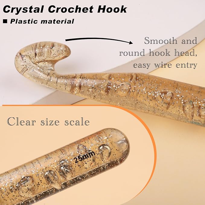 UzecPk 25mm Large Crochet Hook for Chunky Yarn, Huge Crochet Hook, Beginner Crochet Needle, Handle Crochet Supplies for Knitting Yarn Carpet Scarf Wool Roving