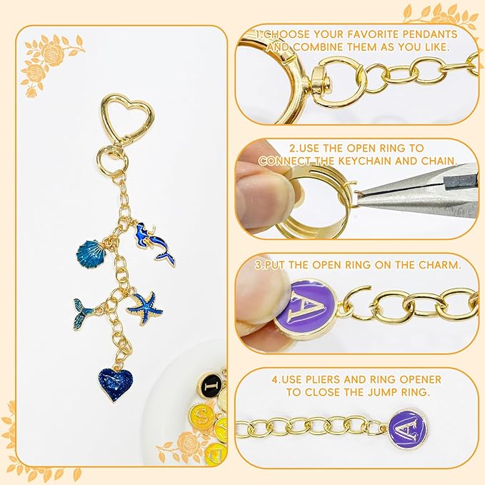 VvLons Lip Gloss Keychain Making Kit, 323Pcs Bag Charm Kit DIY Craft Supplies with Key Chain Hooks, Jump Rings, Lobster Clasps, Chains & Tools, Custom Jewelry Making Kit for Mothers Day Gifts