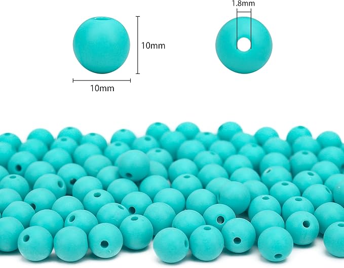 bonny boxx 200pcs 10mm matte peacock green acrylic round beads, frosted plastic resin bubblegum balls chunky gumball beads for necklace and bracelet making, crafting supplies